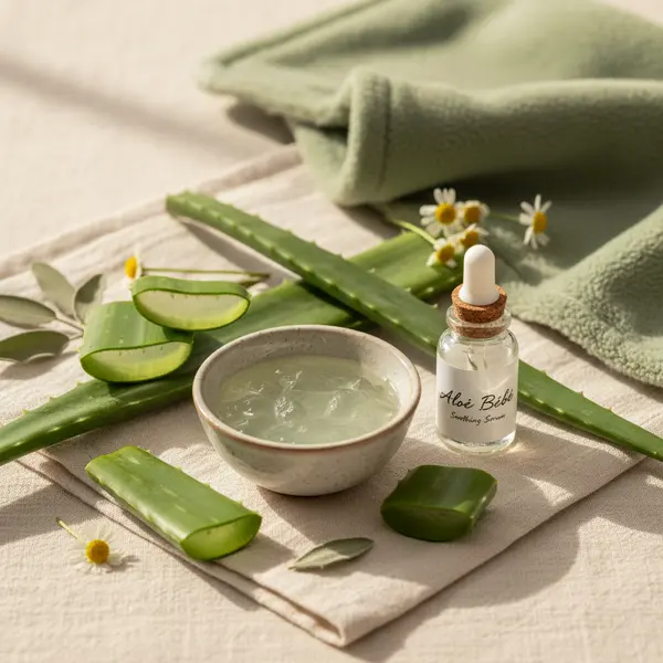 Main d'un parent appliquant delicatement du gel transparent sur la peau d'un bebe