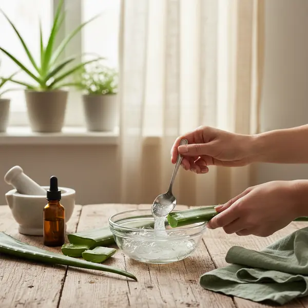 Gel d'aloe vera bio transparent dans un pot en verre avec une feuille fraiche