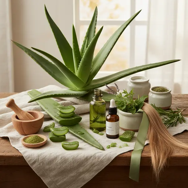 Gel d'aloe vera appliqué sur le cuir chevelu pour lutter contre la chute de cheveux