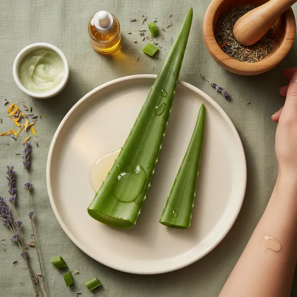 Application de gel d'aloe vera sur une cicatrice pour favoriser la cicatrisation