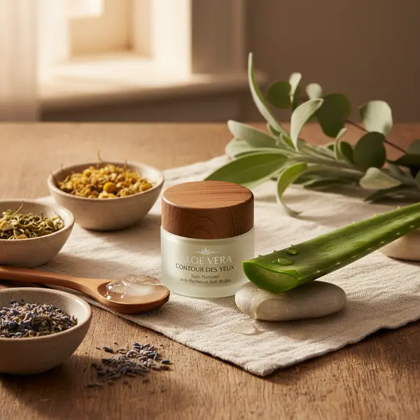 Application delicate de gel d'aloe vera sur le contour des yeux