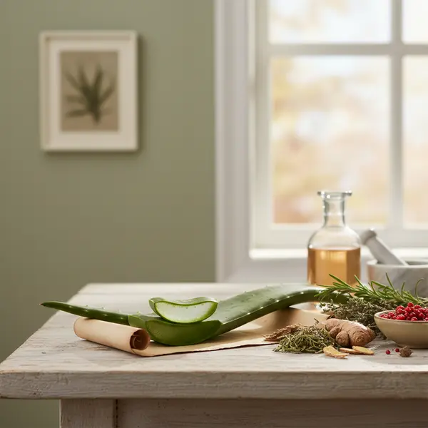 Feuille d'aloe vera avec un panneau de contre-indication medical