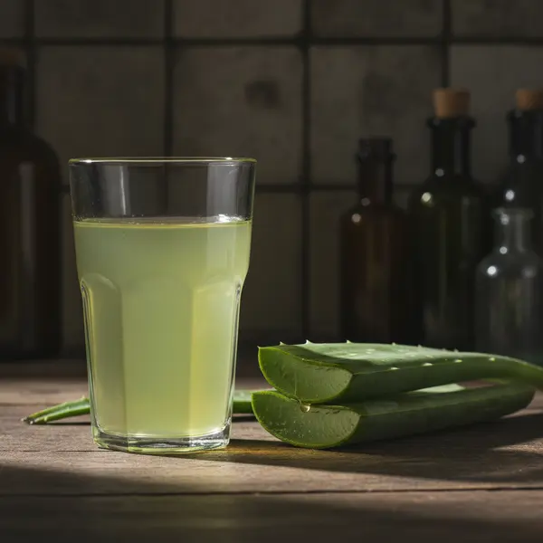 Feuille d'aloe vera coupee montrant le latex jaune contenant l'aloine
