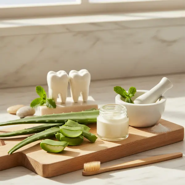Gel d'aloe vera utilise pour l'hygiene bucco-dentaire et le soin des dents
