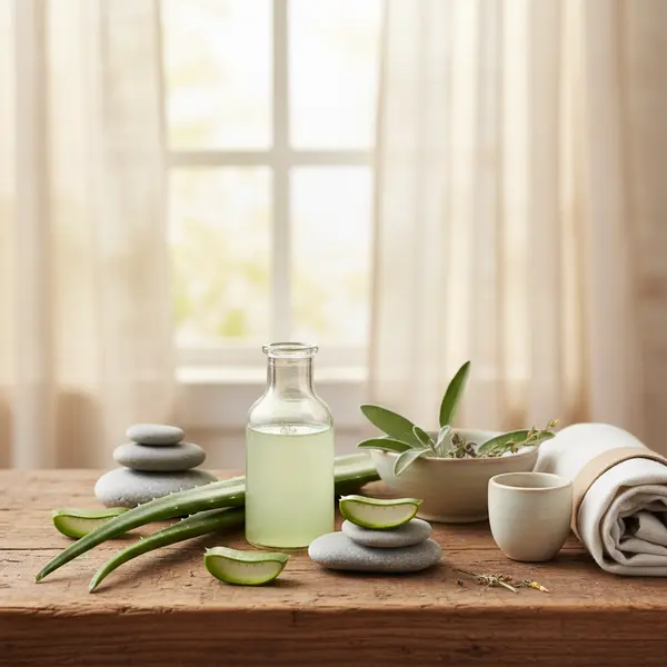 Preparation d'une boisson detox a l'aloe vera avec citron et gingembre