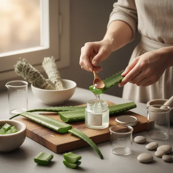 Plusieurs flacons de gel d'aloe vera alignes pour comparaison