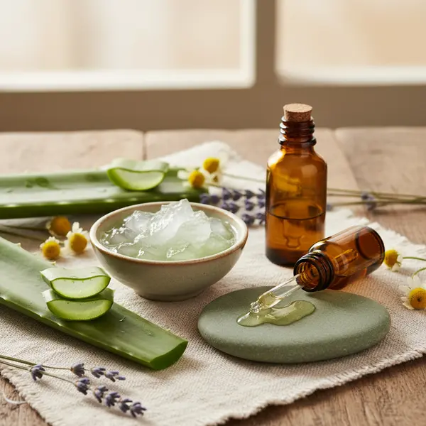 Application de gel d'aloe vera sur une peau grasse du visage