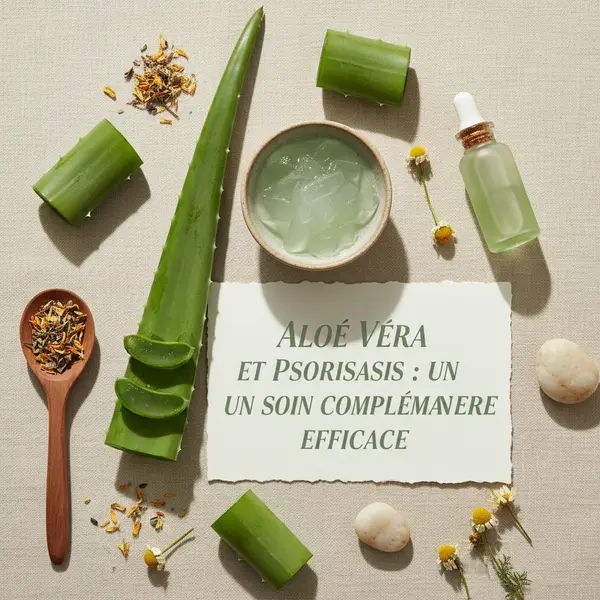 Gel d'aloe vera appliqué sur une zone de psoriasis