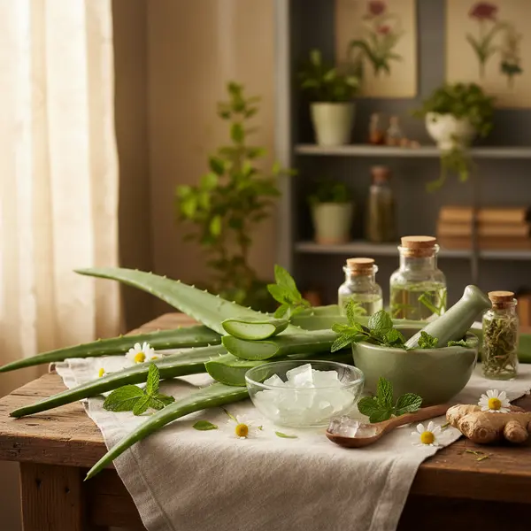 Personne tenant un verre de jus d'aloe vera frais pour soulager le reflux