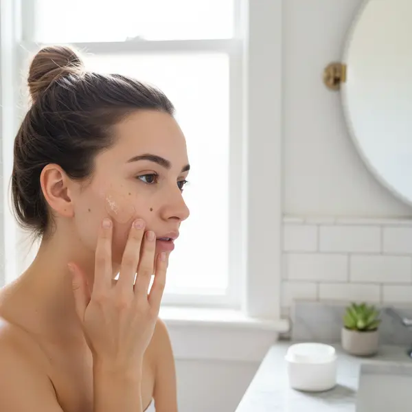 Visage avec taches brunes avant application de gel d'aloe vera