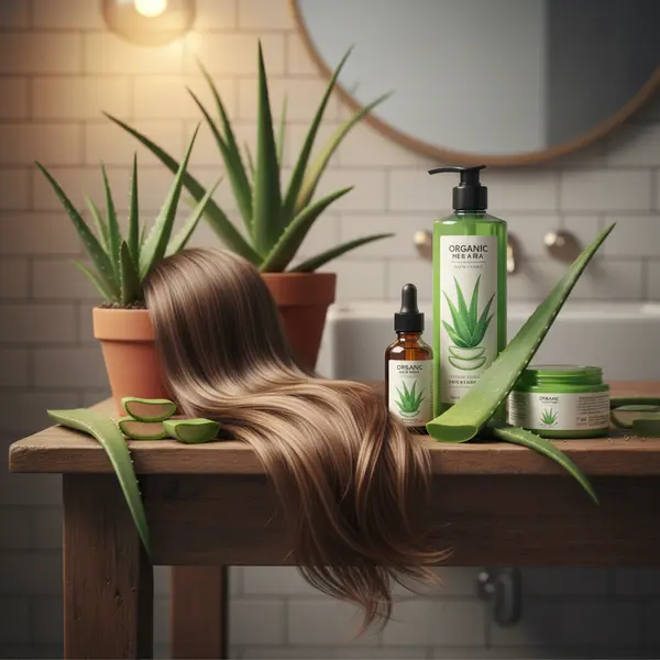 Application de gel d'aloe vera sur des cheveux boucles