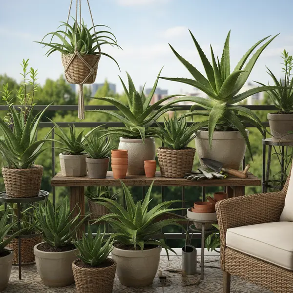 Plante aloe vera en bonne sante dans un pot en terre cuite pres d'une fenetre