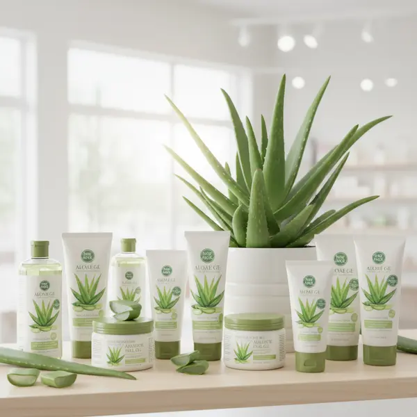 Comparatif de produits a base d'aloe vera avec loupe sur les etiquettes