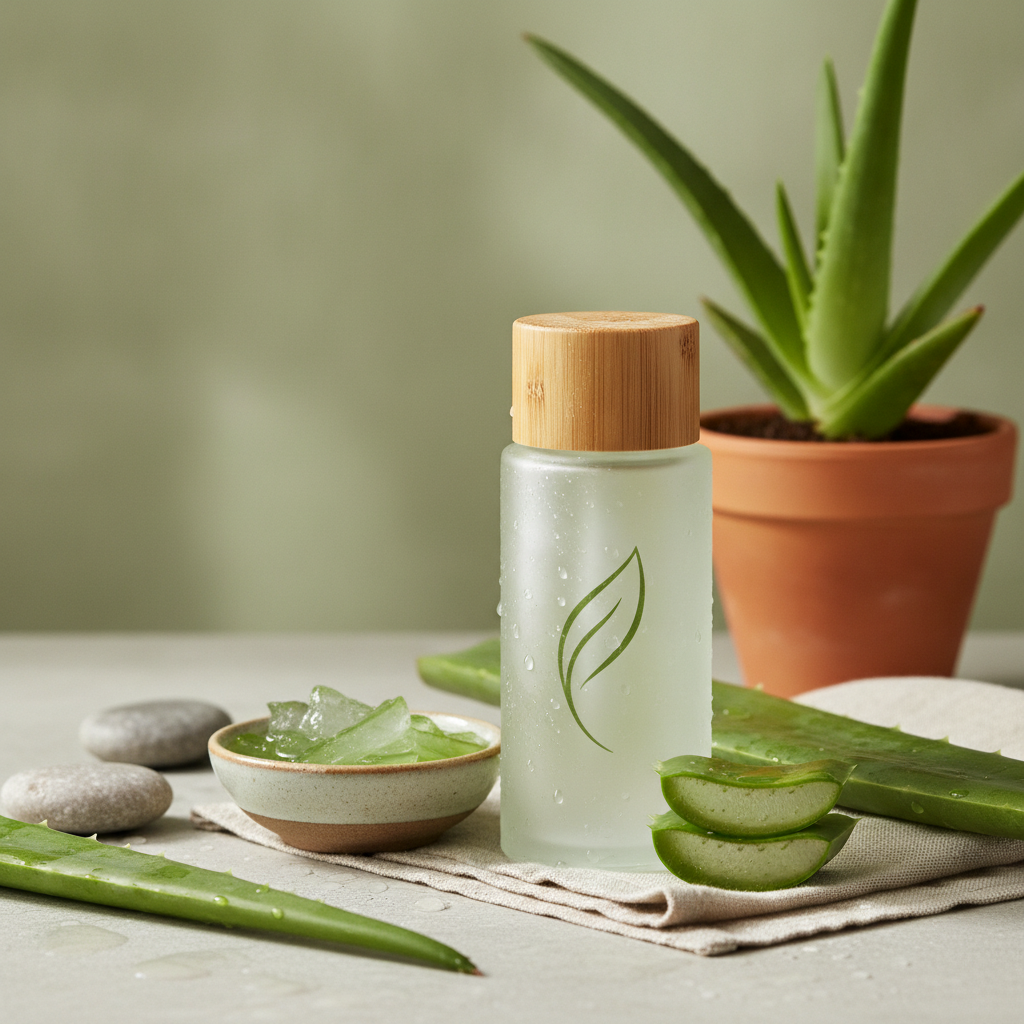 Application de gel d'aloe vera apaisant sur une peau venant d'être rasée